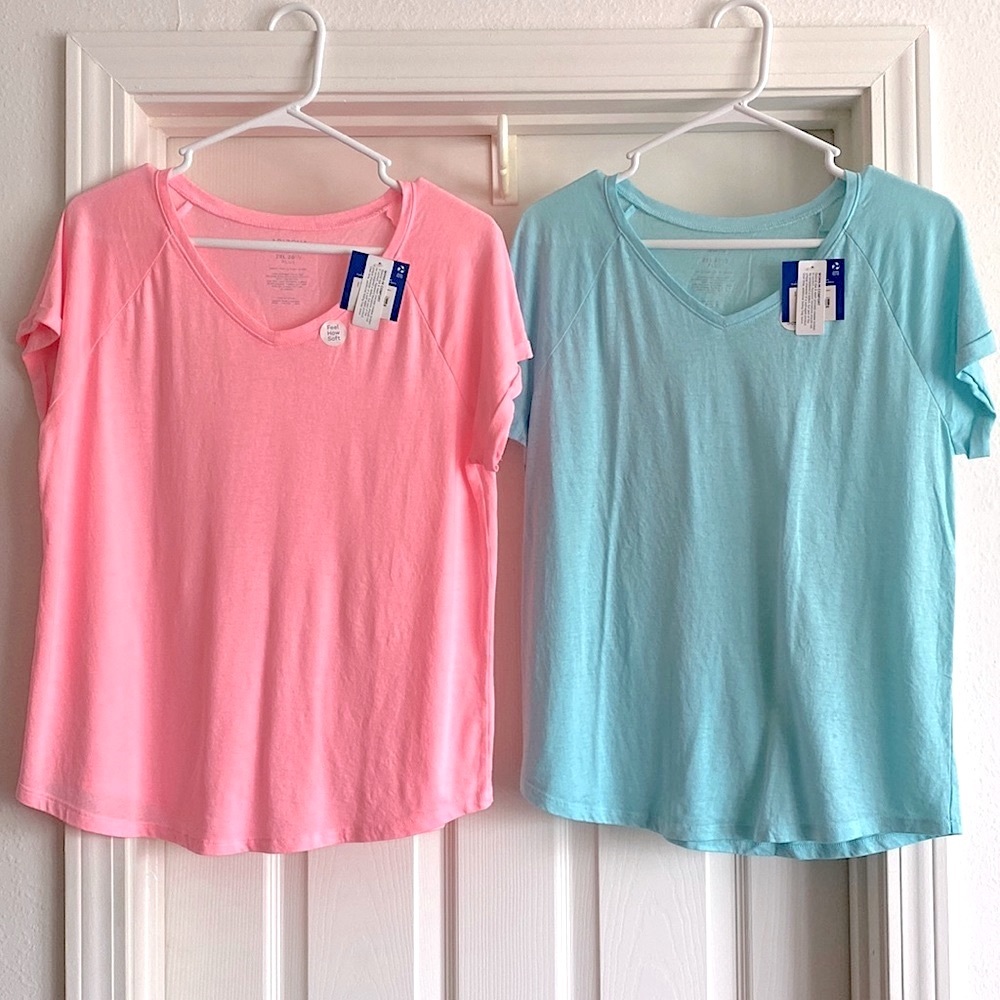 Arizona Girl’s 20 PLUS 2XL V-neck Tshirt Bundle Lightweight Pink Aqua
